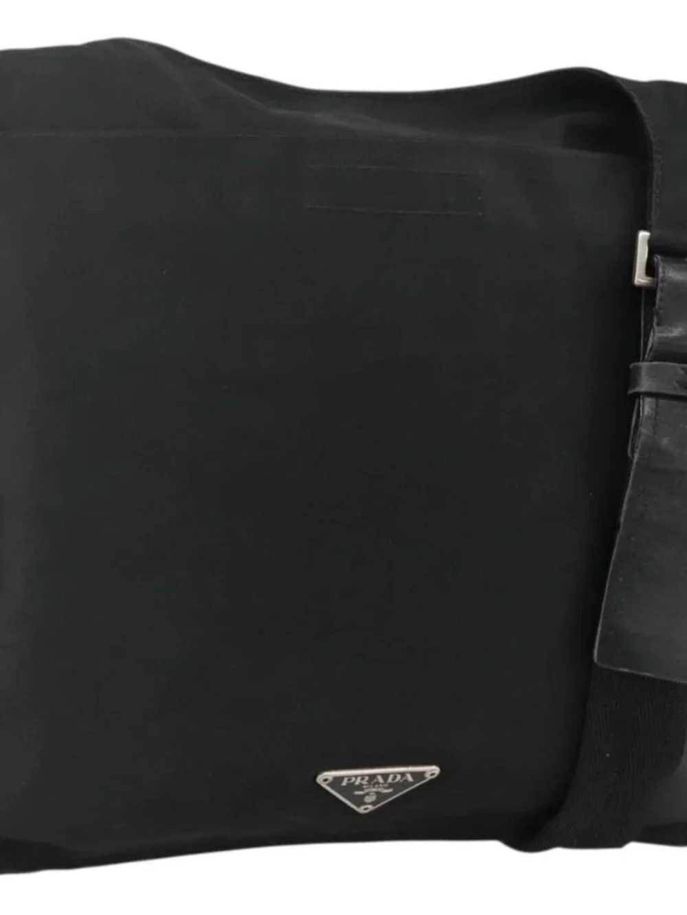 PRADA Shoulder Bag Nylon Black Silver Auth 175183